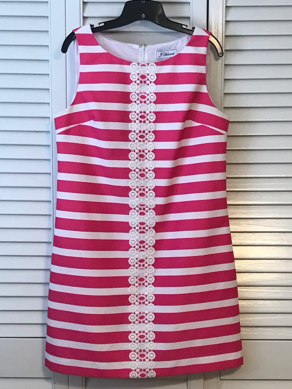 J. McLaughlin Pink & White Striped Sleeveless Shift Dress